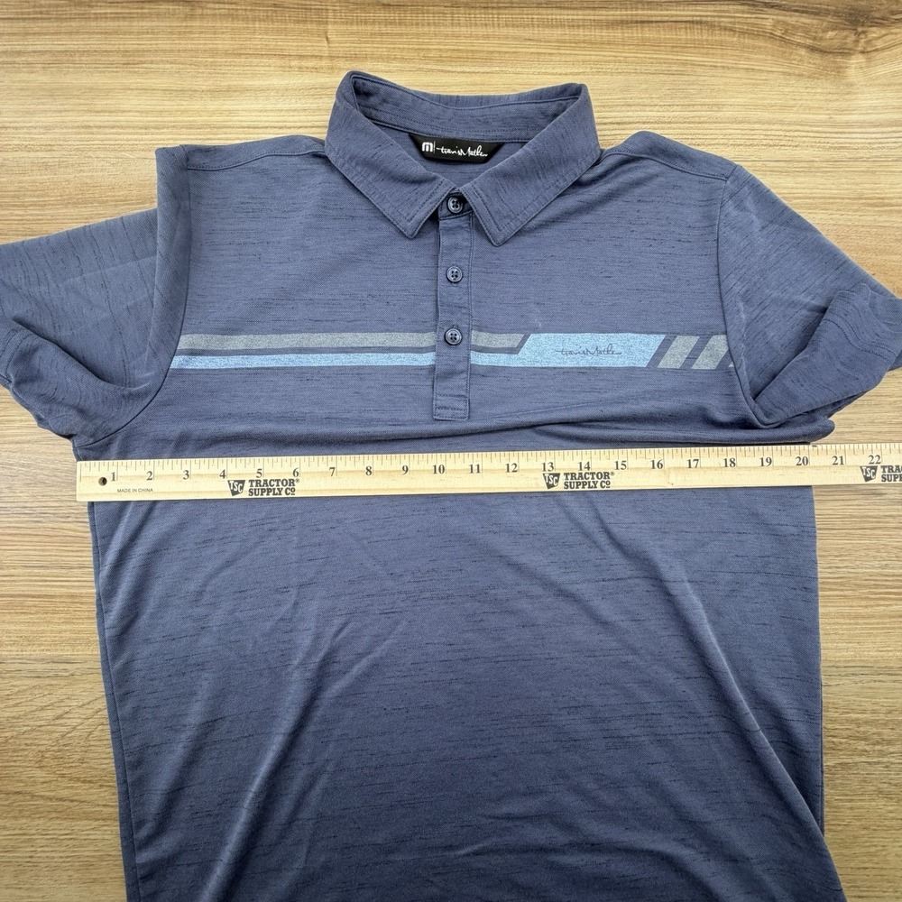 Travis Mathew Mens M Blue Chest Stripe Performance Stretch Polo Short Sleeve - Picture 7 of 8